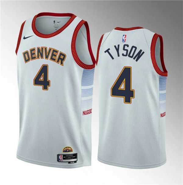 Men's Denver Nuggets #4 Hunter Tyson White 2023 Draft Icon Edition Stitched Basketball Jersey Dzhi